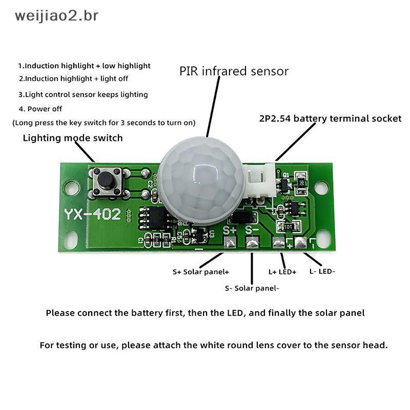 weijiao2 . BR 1Pc 3.7V DIY Placa De Lâmpada Solar Sensor De Controle Controlador De Módulo De Luz Noturna