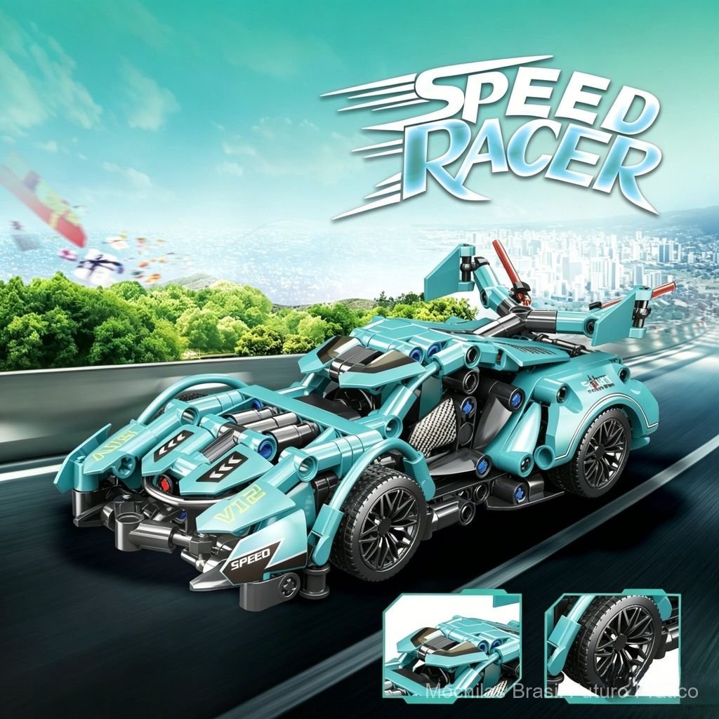 Blocos de montar de carro de corrida Lamborghini V12, presente para meninos, carro esportivo compatível com Lego, brinqu