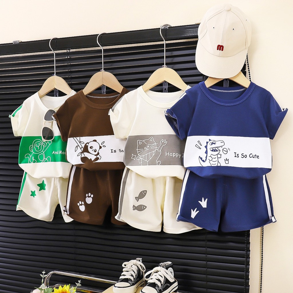 2026 novo estilo crianças terno de manga curta listrado menina menino camiseta verão roupas de bebê versão coreana roupa