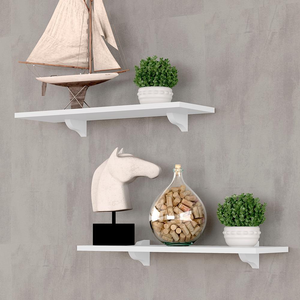 Kit 2  Prateleira Suspensa 60x20 Greta Branco - Móveis Arapongas