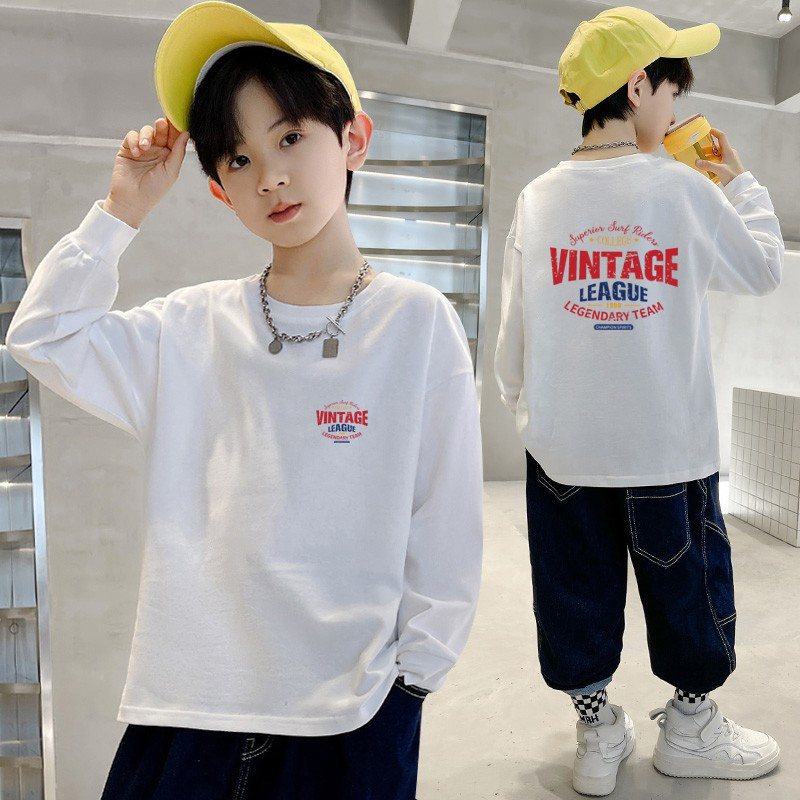 Meninos de manga comprida camiseta primavera outono estilo 2025 novo estilo crianças primavera topo solto meninos camisa