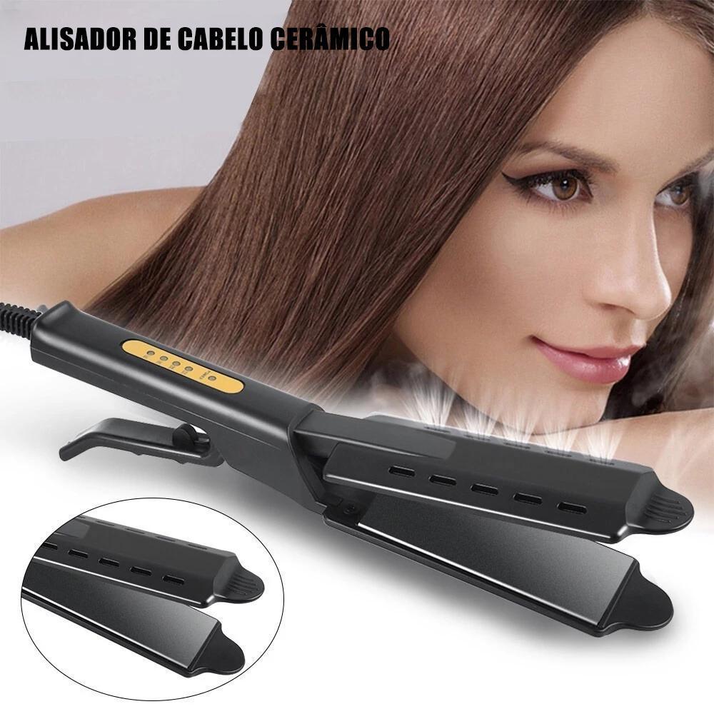 Detalhes do Chapinha Alisadora Profissional Salão 2em1 Placa Cerâmica 4 Temperaturas Bivolt Cabeleireiro Tratamento Progressivo