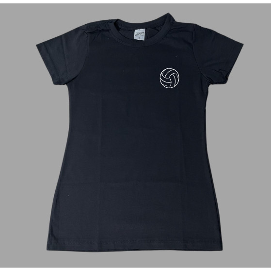 Camiseta Babylook Feminina Bola de Volei Esporte Preta Branca