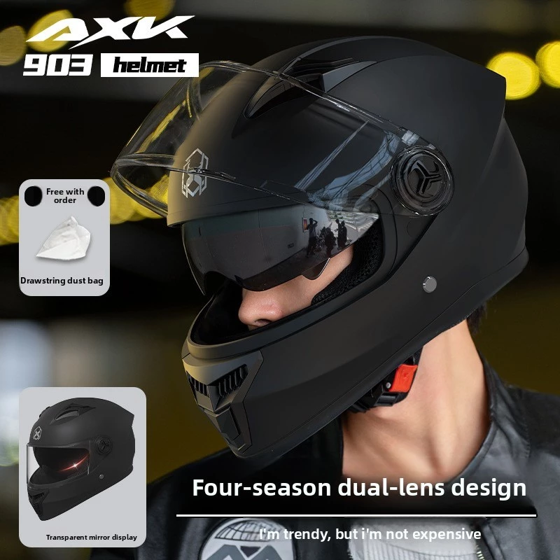 Capacete completo unissex de lente dupla, quatro estações, amortecimento, veículo elétrico, motocicleta, viagem, capacet