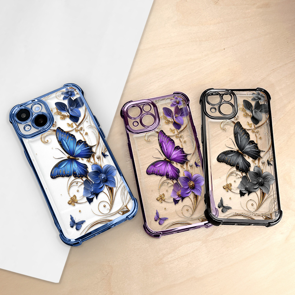 Capinha Luxo com Almofada de Ar Anti Impacto Para iPhone 17 16 15 14 Plus 13 12 11 Pro Max Capa Macia de Silicone SJ