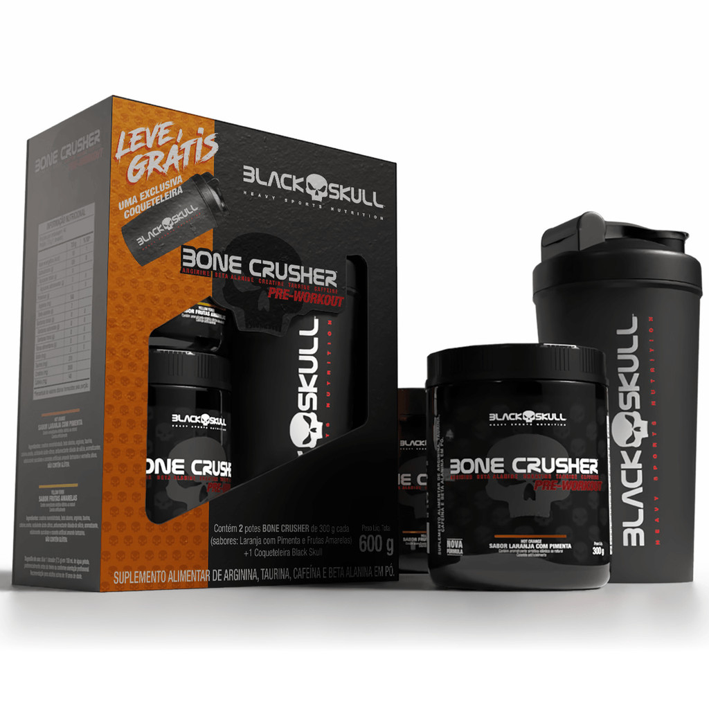 Promopack 2x Bone Crusher 300g + Brinde Coqueteleira Exclusiva - Black Skull