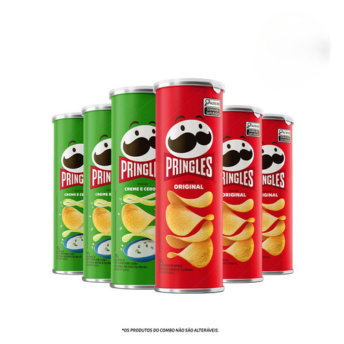 Combo Pringles Original 3 Unid + Creme E Cebola 3 Unid