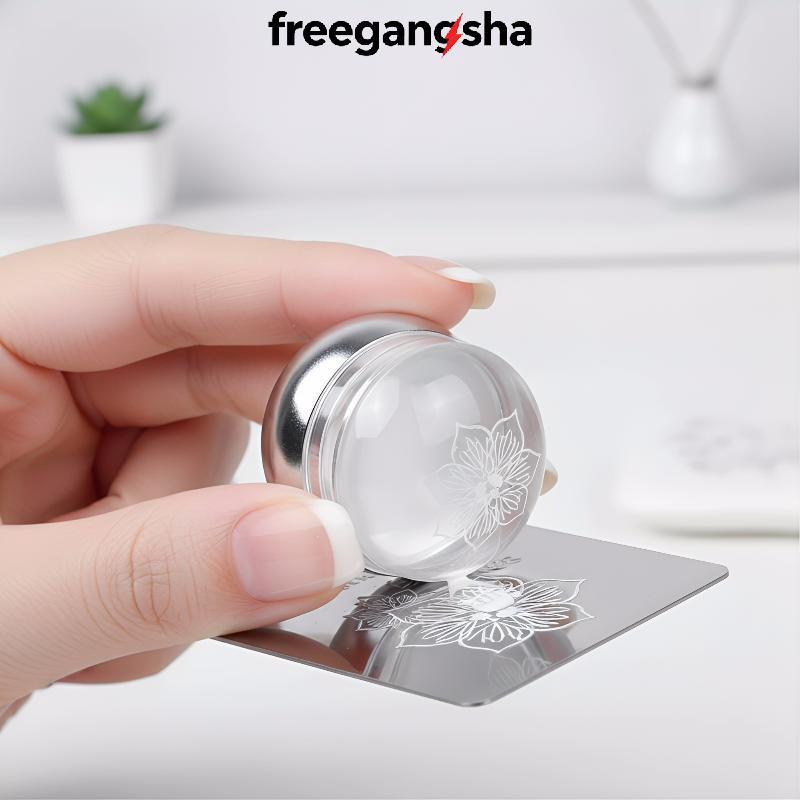 [FRE] Carimbo De Unha Com Cabeça De Silicone Tampa Kit Raspador De Ferramenta De Gelatina Transparente Para Placa De Est