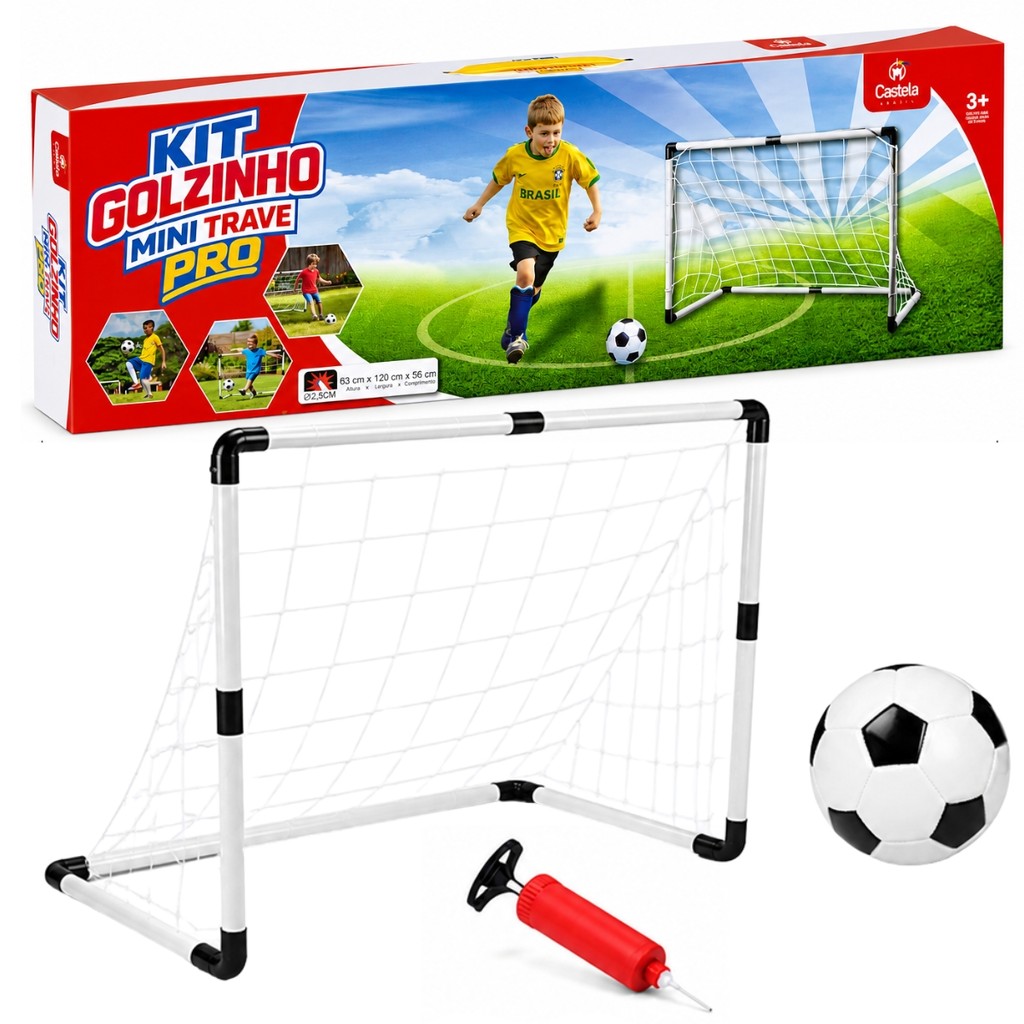 Kit Mini Trave de Futebol Bola e Bomba de Ar - Castela