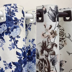 Cortina De Varão Piquet Floral 4,00x2,50 Luxo E Sofisticação