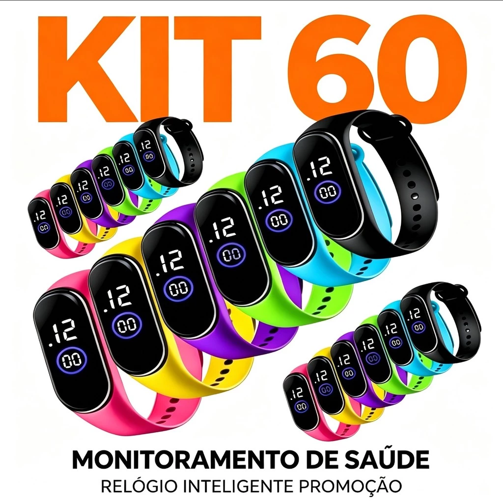 Atacado Kit 30~60 unidades Relógio Esporte Led à prova d'agua unissex