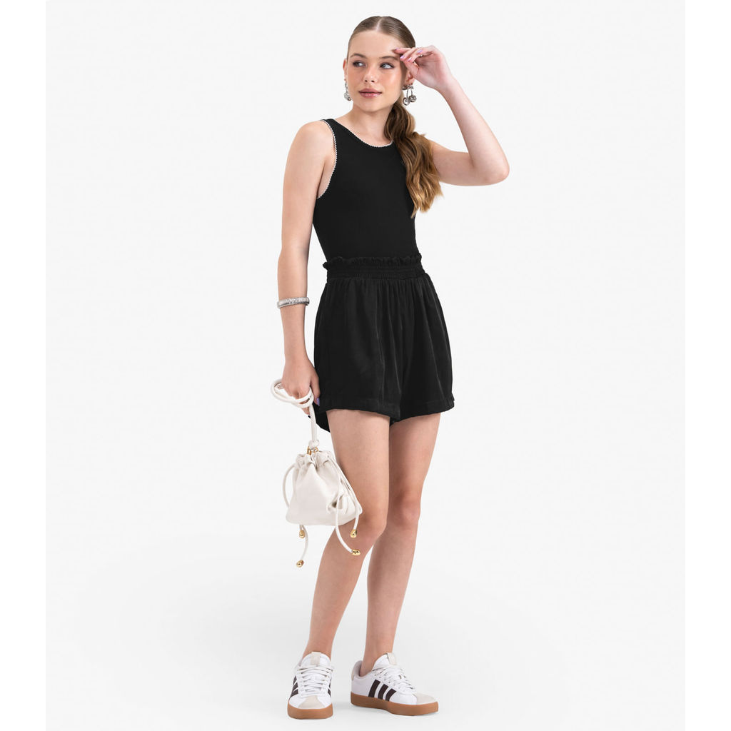 Regata Juvenil em Ribana de Viscose Minty Preto