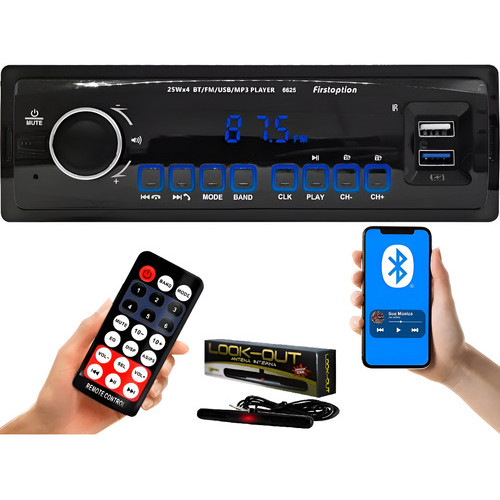Rádio Mp3 Player Bluetooth Usb Universal 1 Din Led Antena