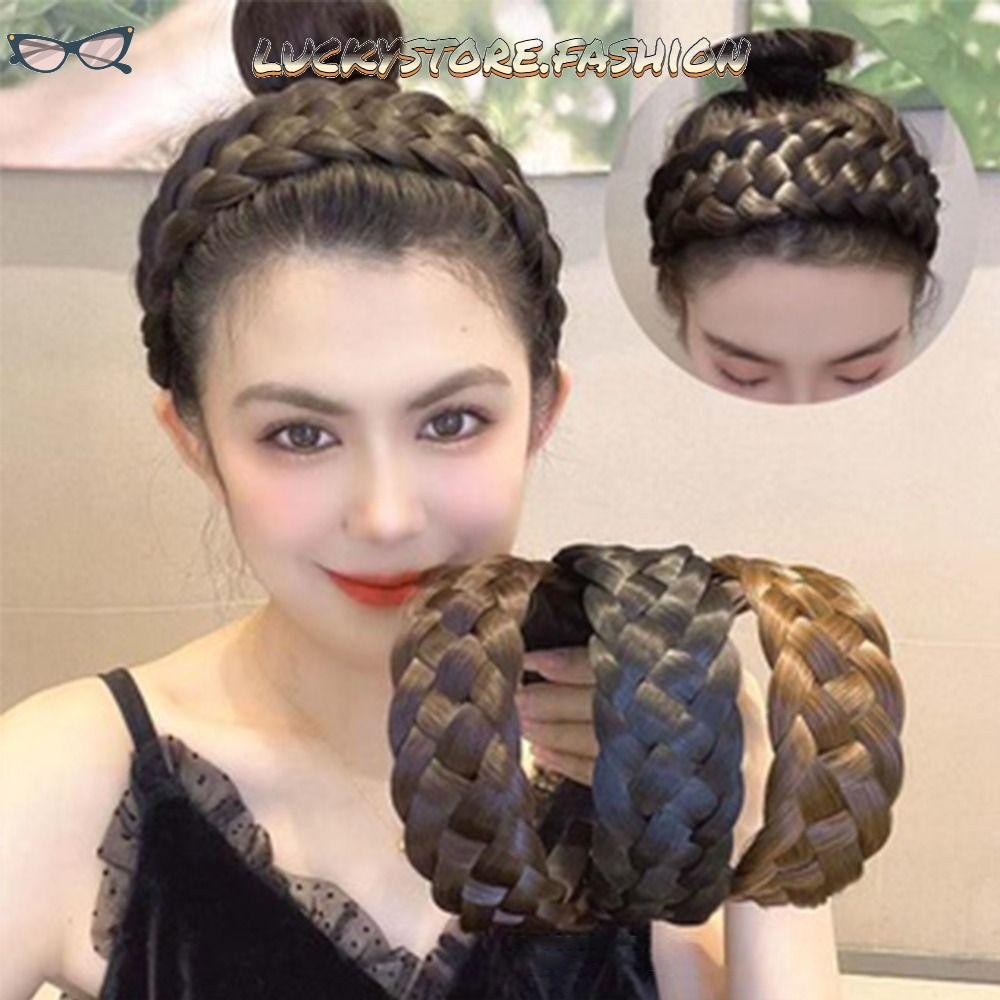 Luckystoree Peruca Trança Tiara Larga Engrossada Faixa De Cabelo em Oferta na Shopee