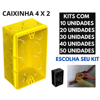 Kit Caixinhas de luz e energia 4x2 p/ elétrica e construção - (Amarela ou Preta) Reforçadas em Oferta na Shopee
