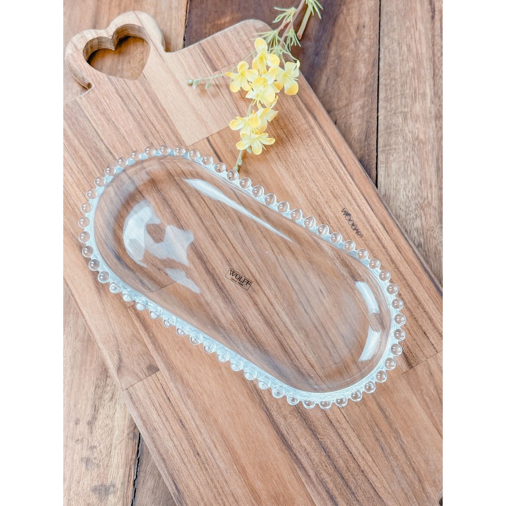 Travessa | Bandeja Oval 24 cm Pearl Bolinhas Wolff | Cristal Elegante para Mesa Posta em Oferta na Shopee