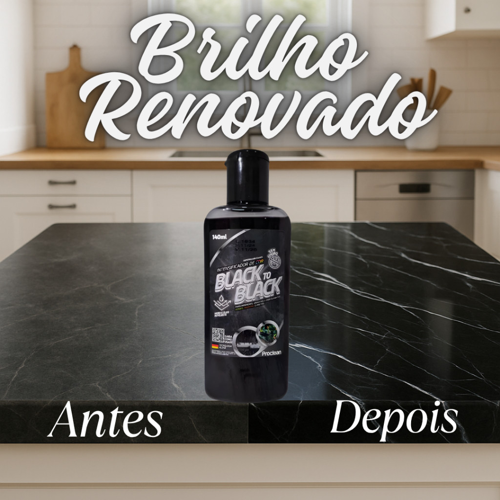 Limpa Granito Mármore porcelanato Realça Cor Black To Black Brilho Revitalizador em Oferta na Shopee