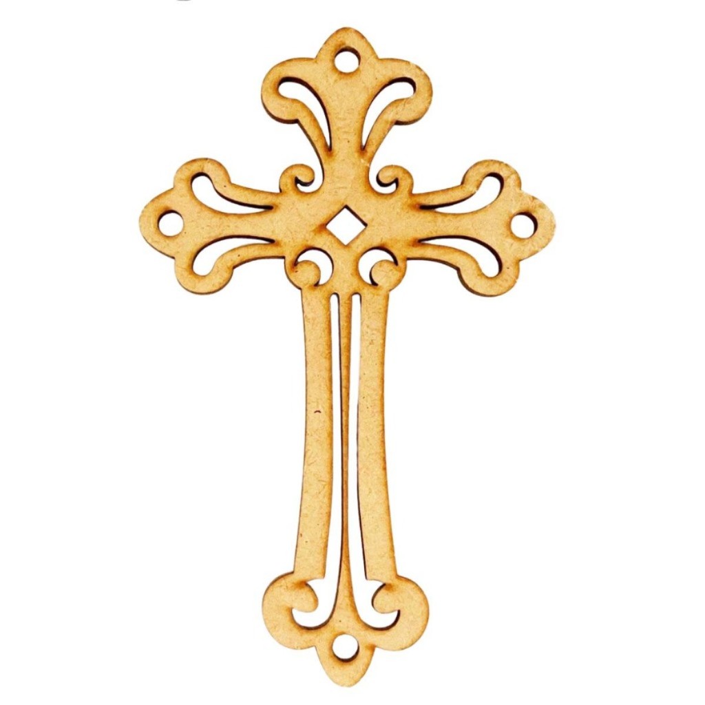 Kit 25 Crucifixos MDF Cru 8cm – Aplique Religioso para Artesanato Quadros Caixa Batismo Comunhão