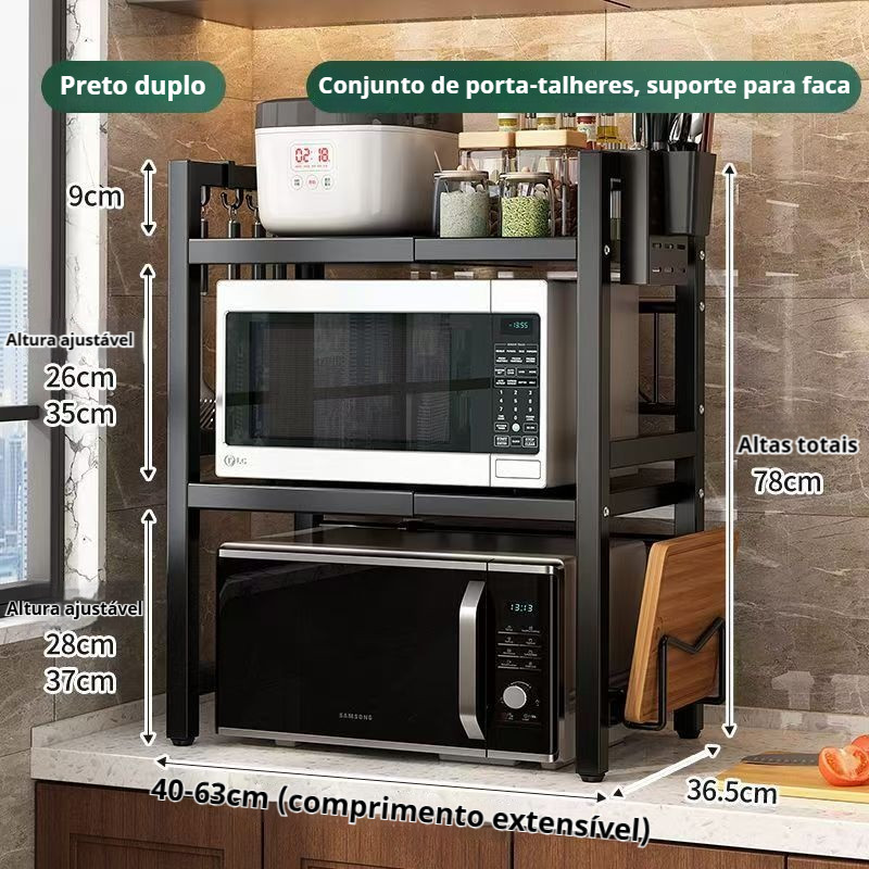 Imagem Rack Metálico Multiuso Decoteam Ajustável Para Microondas