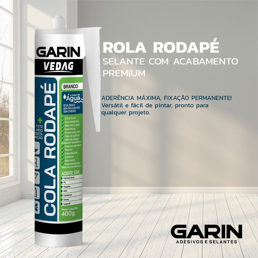 Cola Rodapé 400gr Poliestireno para Madeira Gesso Isopor