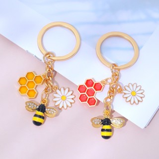 Brilhante Brilho Labial Chaveiro Saco Pingente Nova Abelha Favo De Mel em Oferta na Shopee