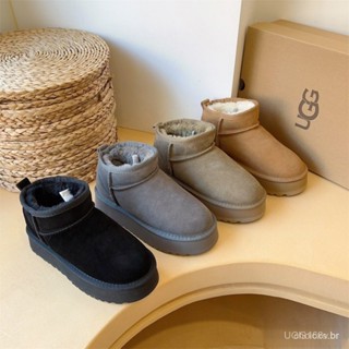 Botas de Neve Novo Estilo UGG Botas de Neve Femininas Fashionáveis com Sola Grossa Altura de 4cm em Oferta na Shopee
