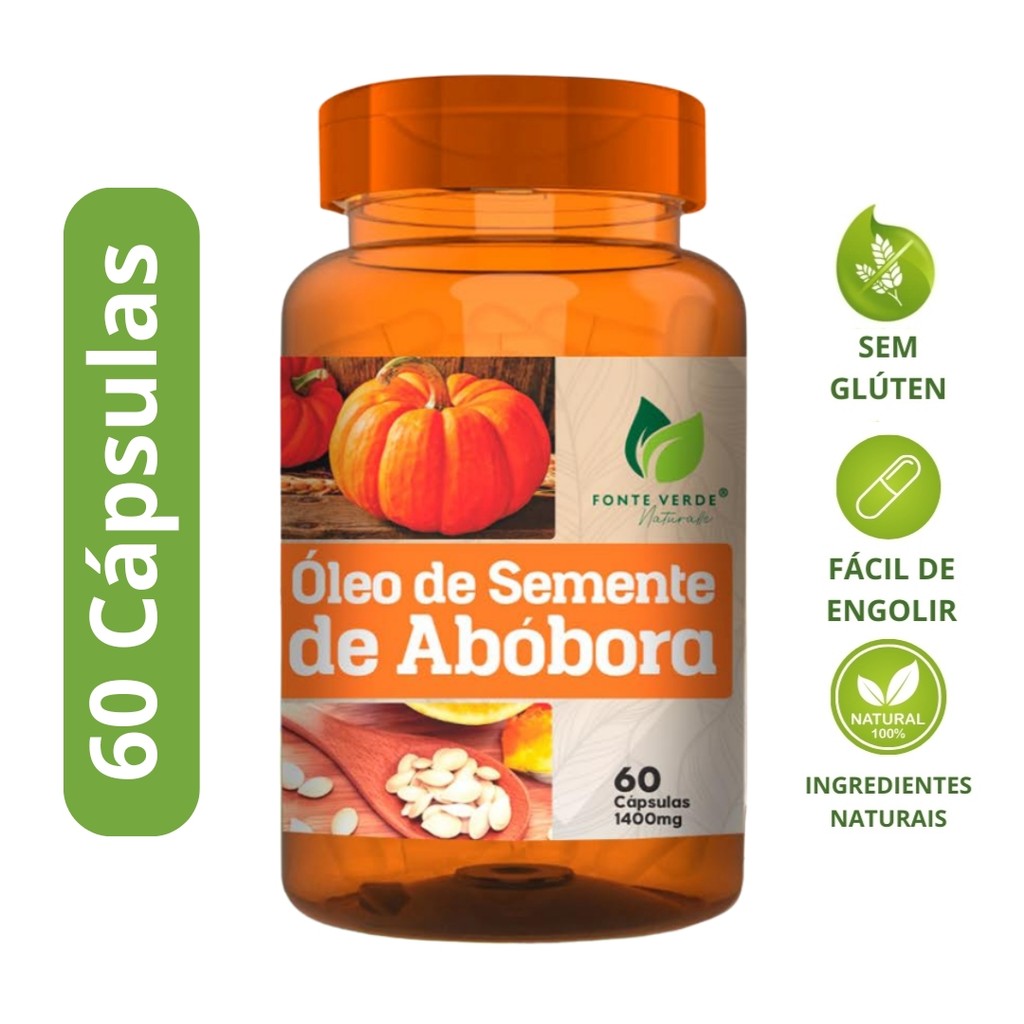 Óleo de Semente de Abóbora 500mg 60 cápsulas - Fonte verde | Semente de Abóbora