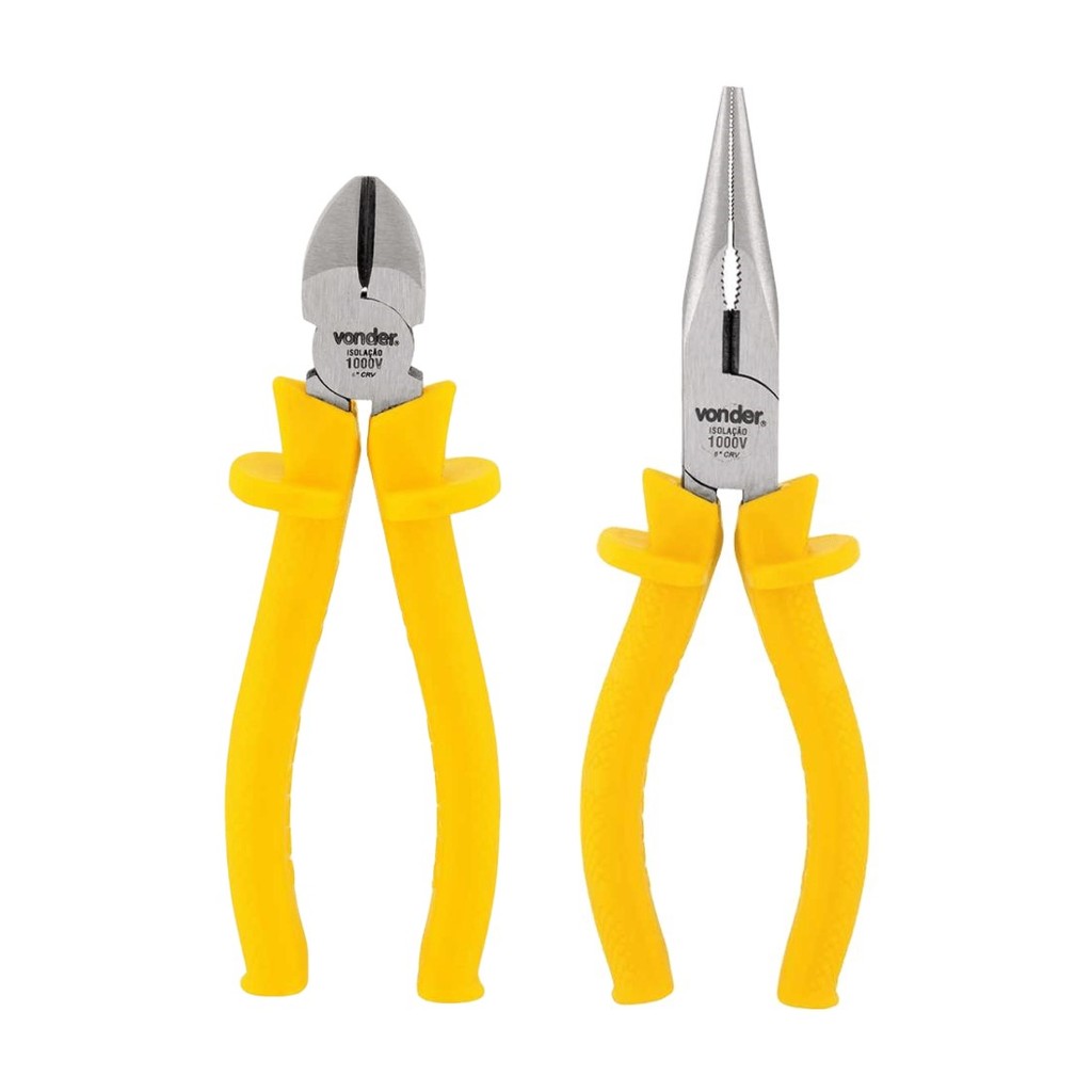 Kit 2 Alicates Isolados Bico E Corte 1000v Profissional Vonder