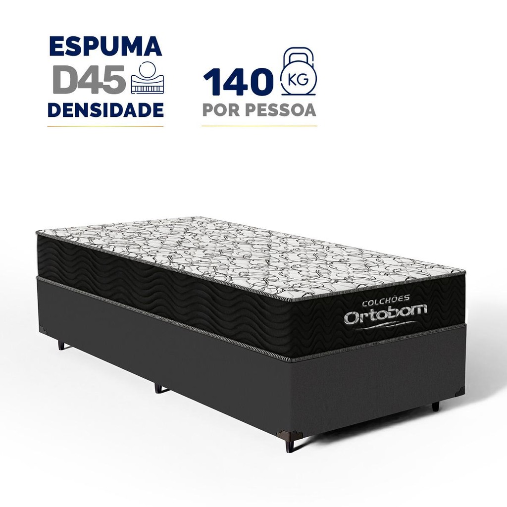 Cama Box com Colchão de Espuma D45 Ortobom Airtech 150 Solteiro 88cm em Oferta na Shopee