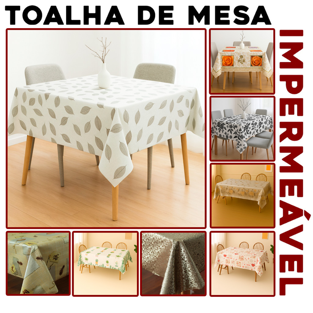 Toalha de Mesa Plástico Super Térmica Impermeável Metalizada para Mesas 4 Cadeiras / 6 Cadeiras / 8 Cadeiras