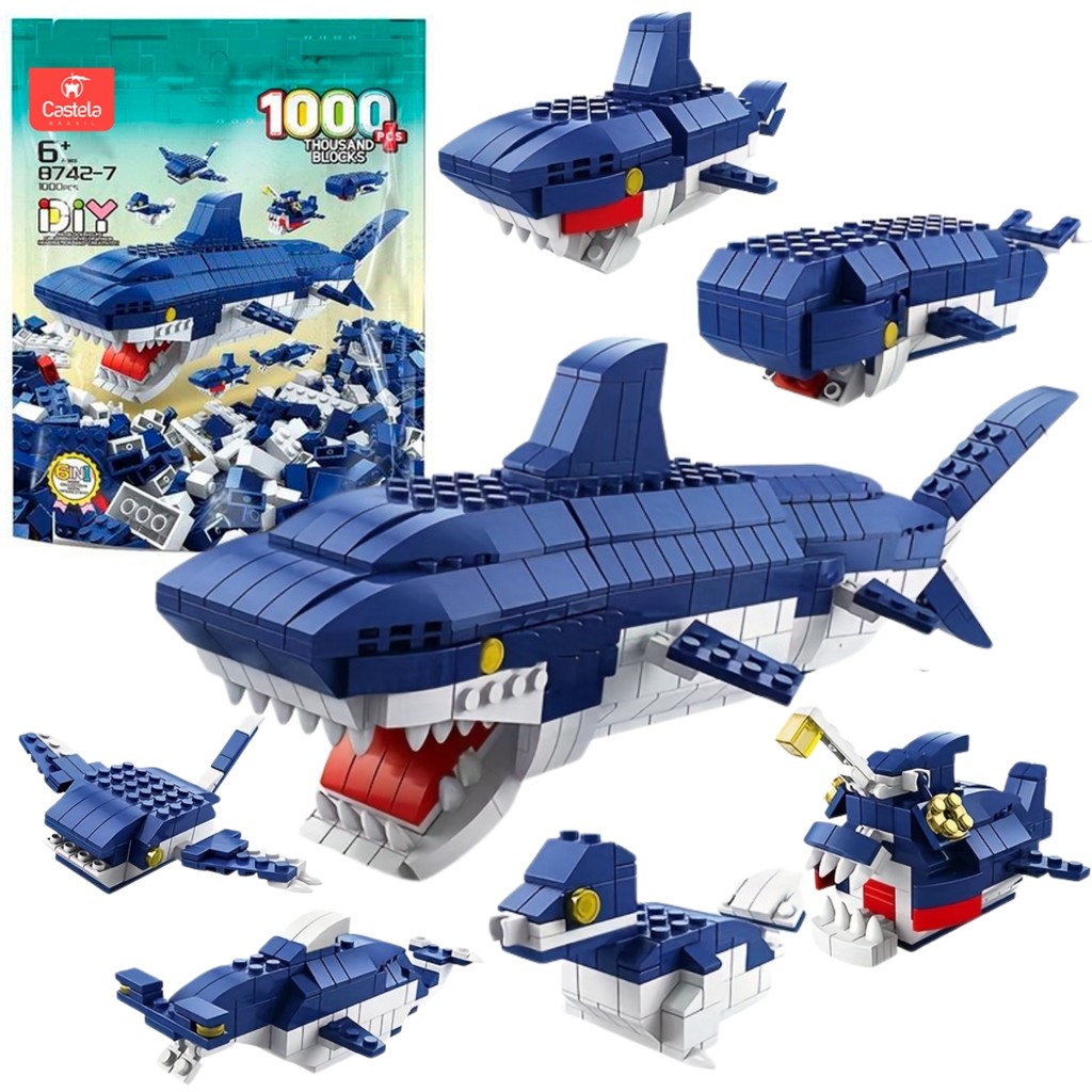 Blocos De Montar Kit Animais Marinhos 1000 Peças 6 Em 1 - Castela