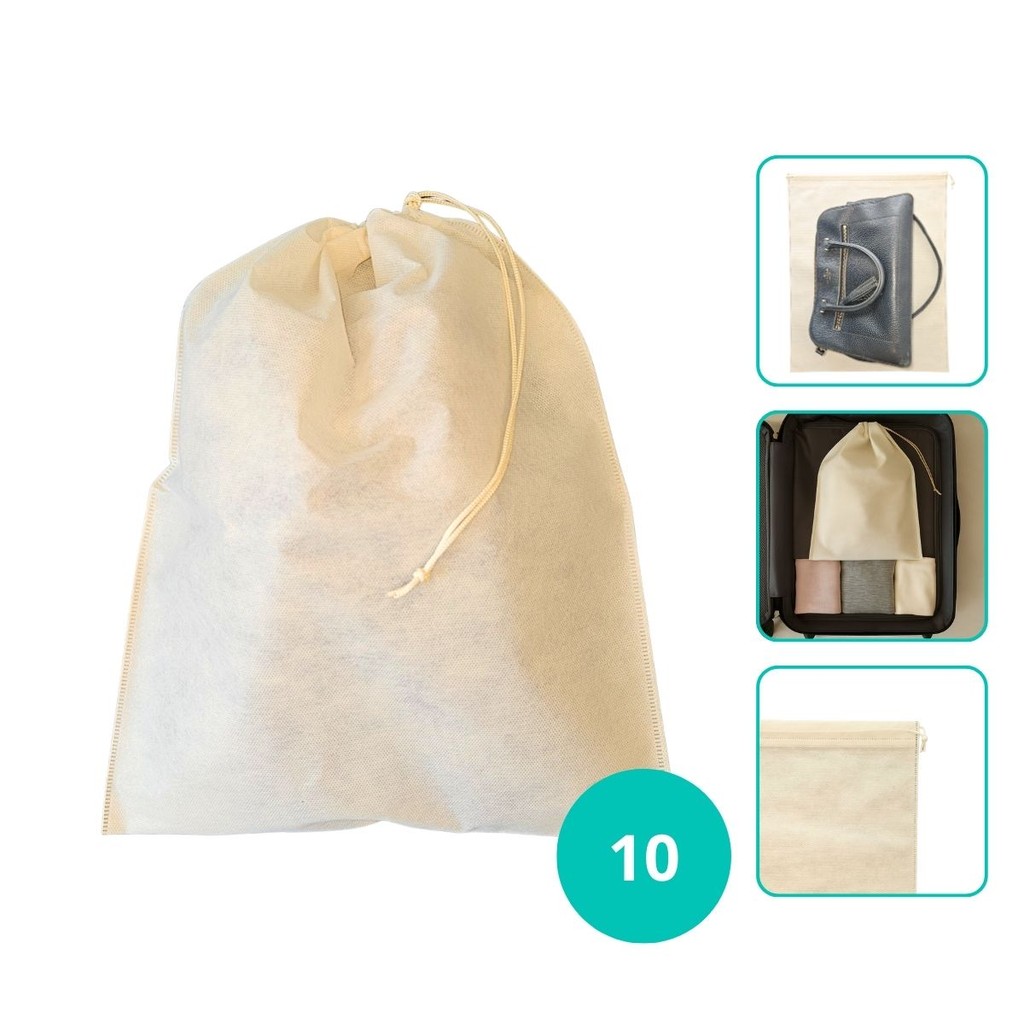 Kit 10 Sacos Tnt 40x50 cm Calçados Sapato Chinelo Roupa Lavanderia Organizar Armário Mala Viagem