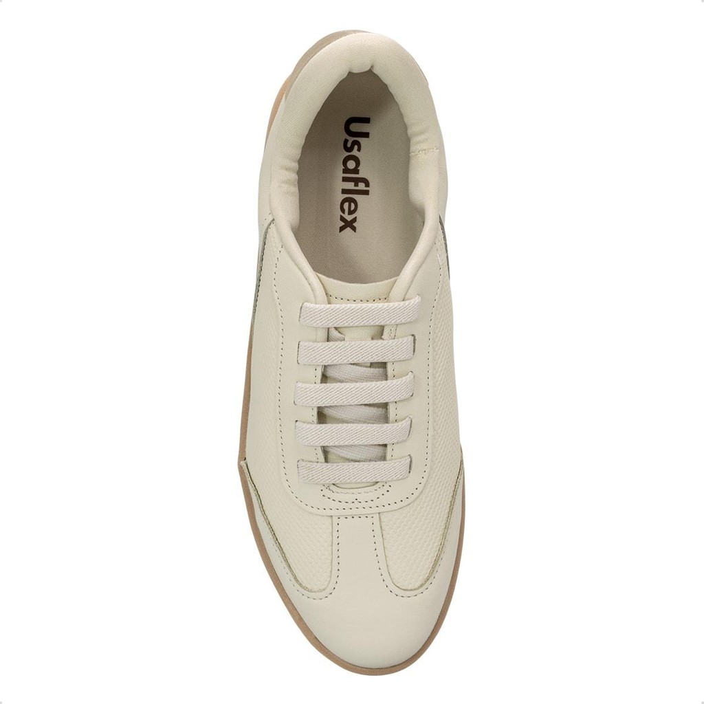 Tênis Usaflex Feminino Básico Couro Cadarço Elástico Casual UD02004 · foto 2