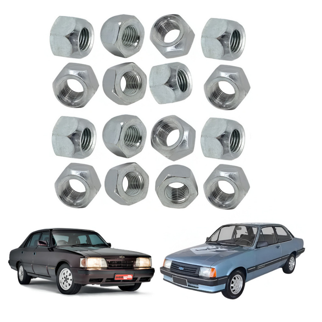 Kit 16 Porcas Roda Chevette Opala Após 1980 Modelo Aberta