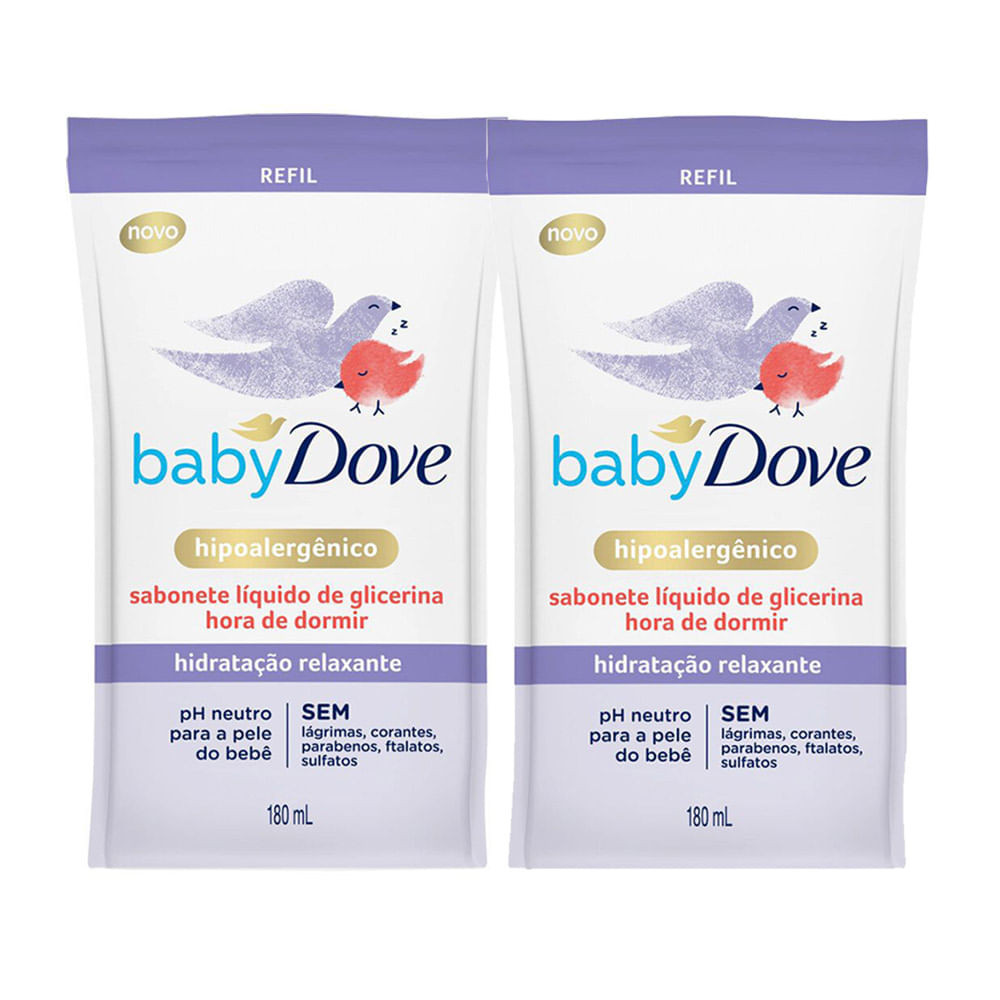 Kit 2 Refil Sabonete Líquido Baby Dove Hora de Dormir 180ml
