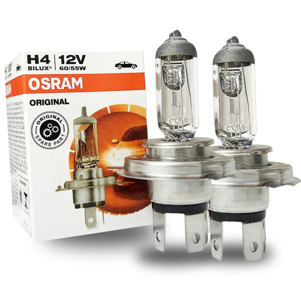 Kit 2 Lâmpadas Osram H4 Halógenas 60/55W 12V Originais Farol Automotivo Luz Branca Amarela em Oferta na Shopee
