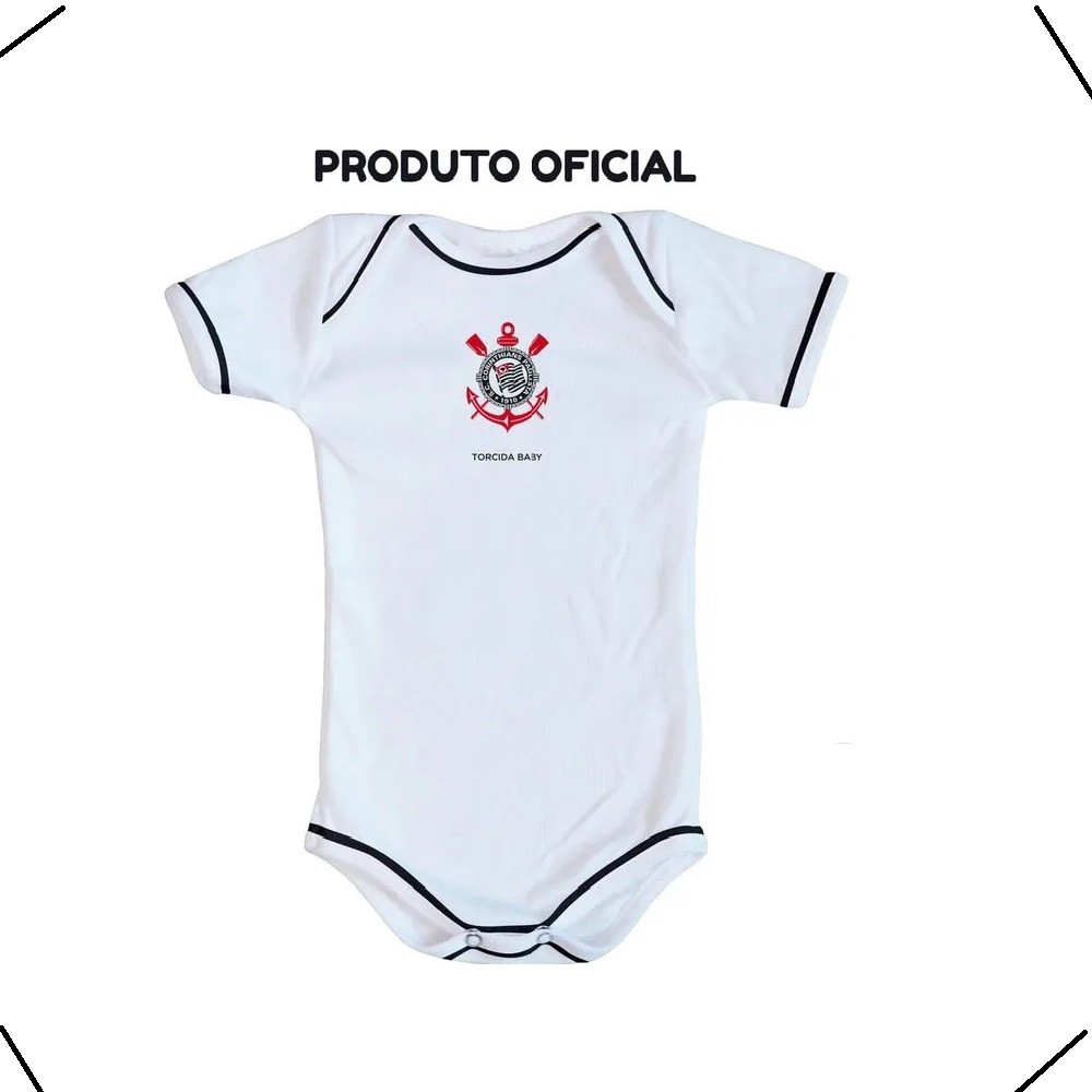 Kit Body Branco + Pantufa CORINTHIANS Torcida Baby Unisex