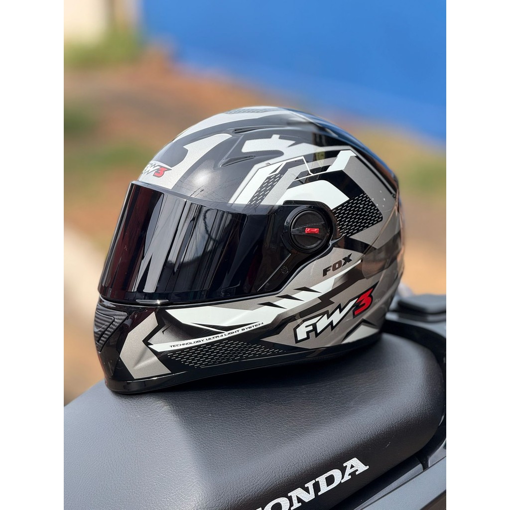Capacete Fechado Fw3 Fox Grafite C/ Óculos Solar