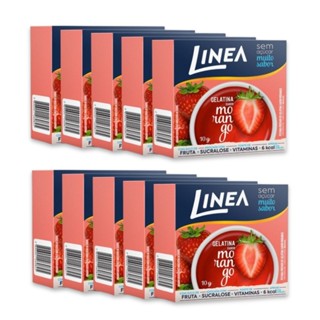 Kit com 10 Gelatinas Em Pó Linea Sabor Morango 10g em Oferta na Shopee