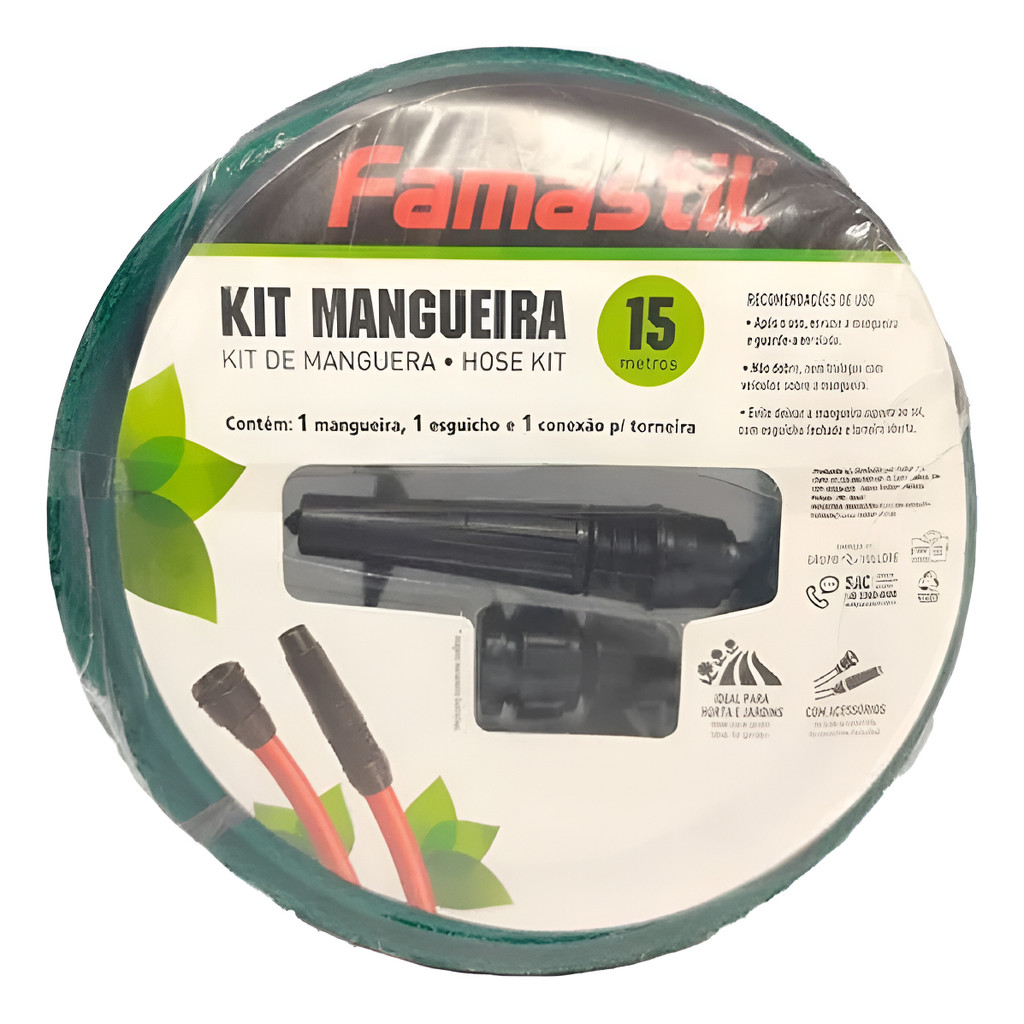 Mangueira 15m Flexível Trançada F90.41 Verde Famastil
