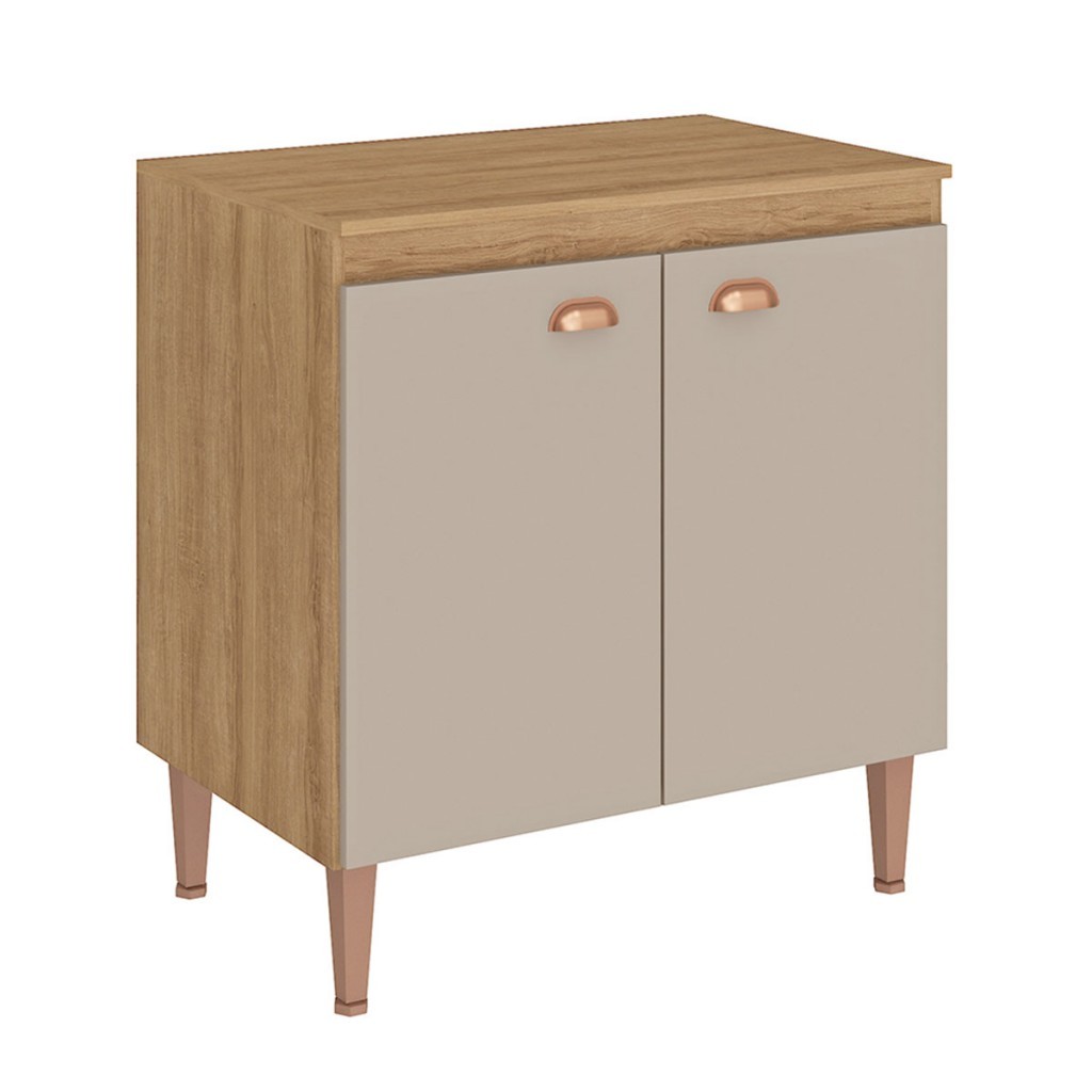 Balcão de Cozinha 80 Cm Marti 2 Portas Mel/Fendi - Fellicci em Oferta na Shopee