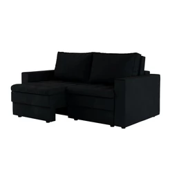 Sofá 3 Lugares Retrátil Berna Suede Preto 180 cm