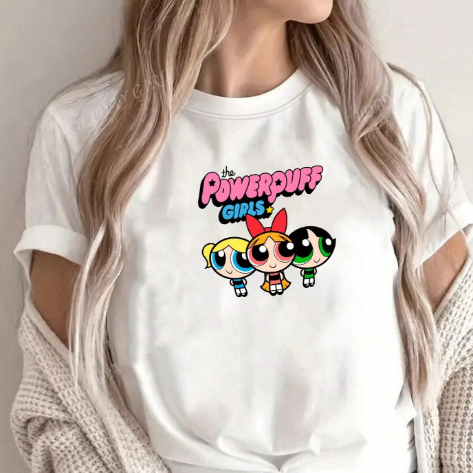 Camiseta blusa feminina de meninas super poderosas branca off white malha premium T-Shirts 100% Algodão Envio Imediato