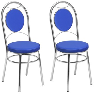Kit 2 Cadeiras Cromadas CC10 A103 Debrum Cromado/Azul em Oferta na Shopee