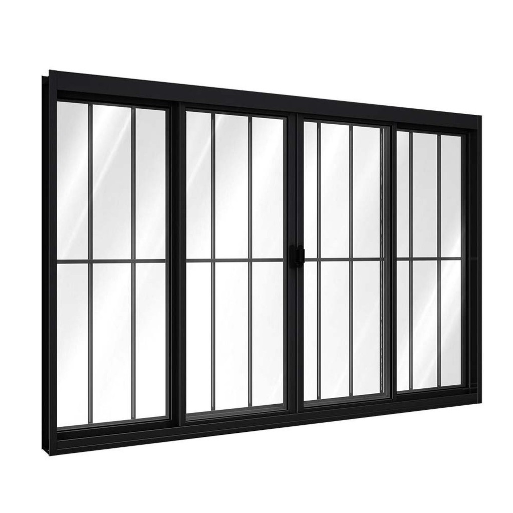 Janela de Alumínio de Correr Central 4 Folhas com Grade 100x150cm Riobras Preto em Oferta na Shopee