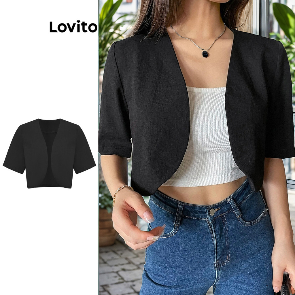 Lovito Blazer Casual De Corte Liso Blazer Básico Para Mulheres L74ED070 em Oferta na Shopee