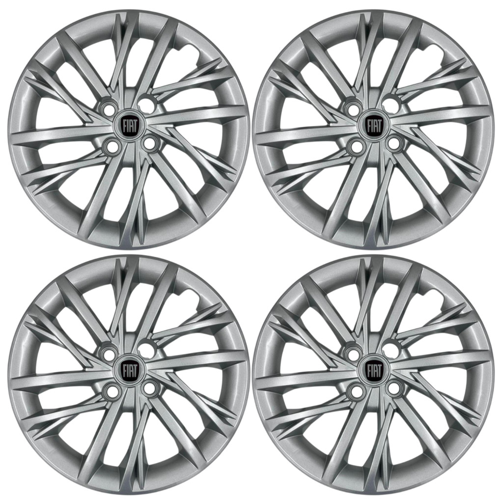 Kit Calota P/ Roda de ferro Fiat Pulse Argo Cronos Strada Aro 15 Prata