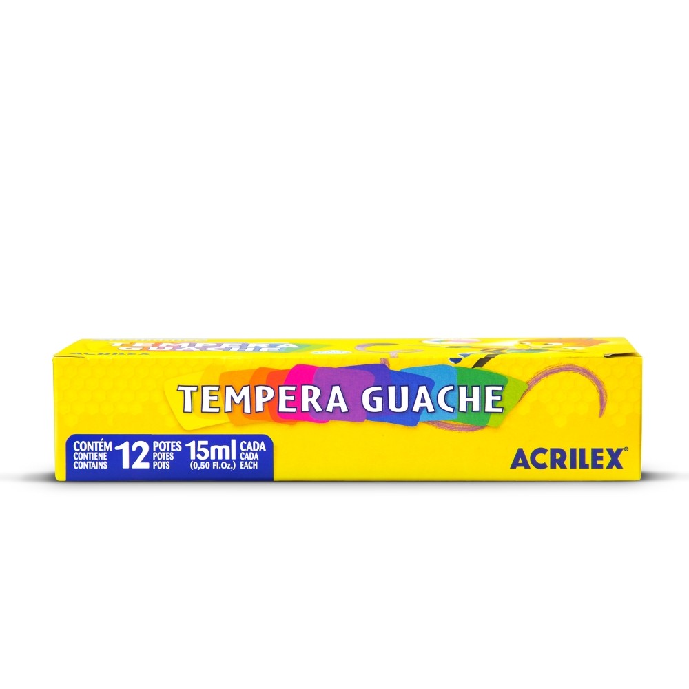 Tinta Guache Acrilex 12 Cores 15ml 02012 Atóxica e Secagem rápida, Escolar em Oferta na Shopee