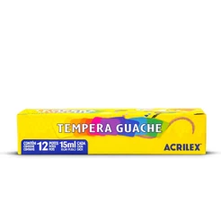 Tinta Guache Acrilex 12 Cores 15ml 02012 Atóxica e Secagem rápida, Escolar