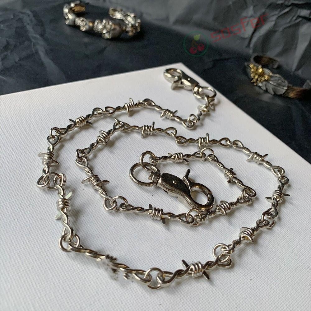 Corrente De Calças SOSFER , Cintura Longa Gótica Grunge Hip Hop , Colar Punk De Metal Com Fio De Espinhos em Oferta na Shopee